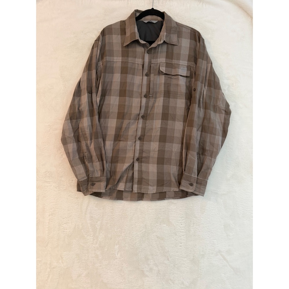 Wrangler Outdoor Series Mens Large Plaid Long Sleeve Hiking Shirt Ventilated